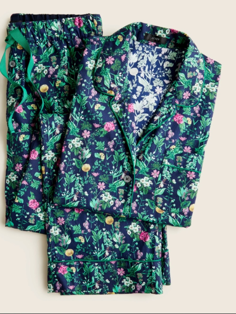 J Crew Long-Sleeve Cotton Poplin Pajama Set in Winter Garden Floral S